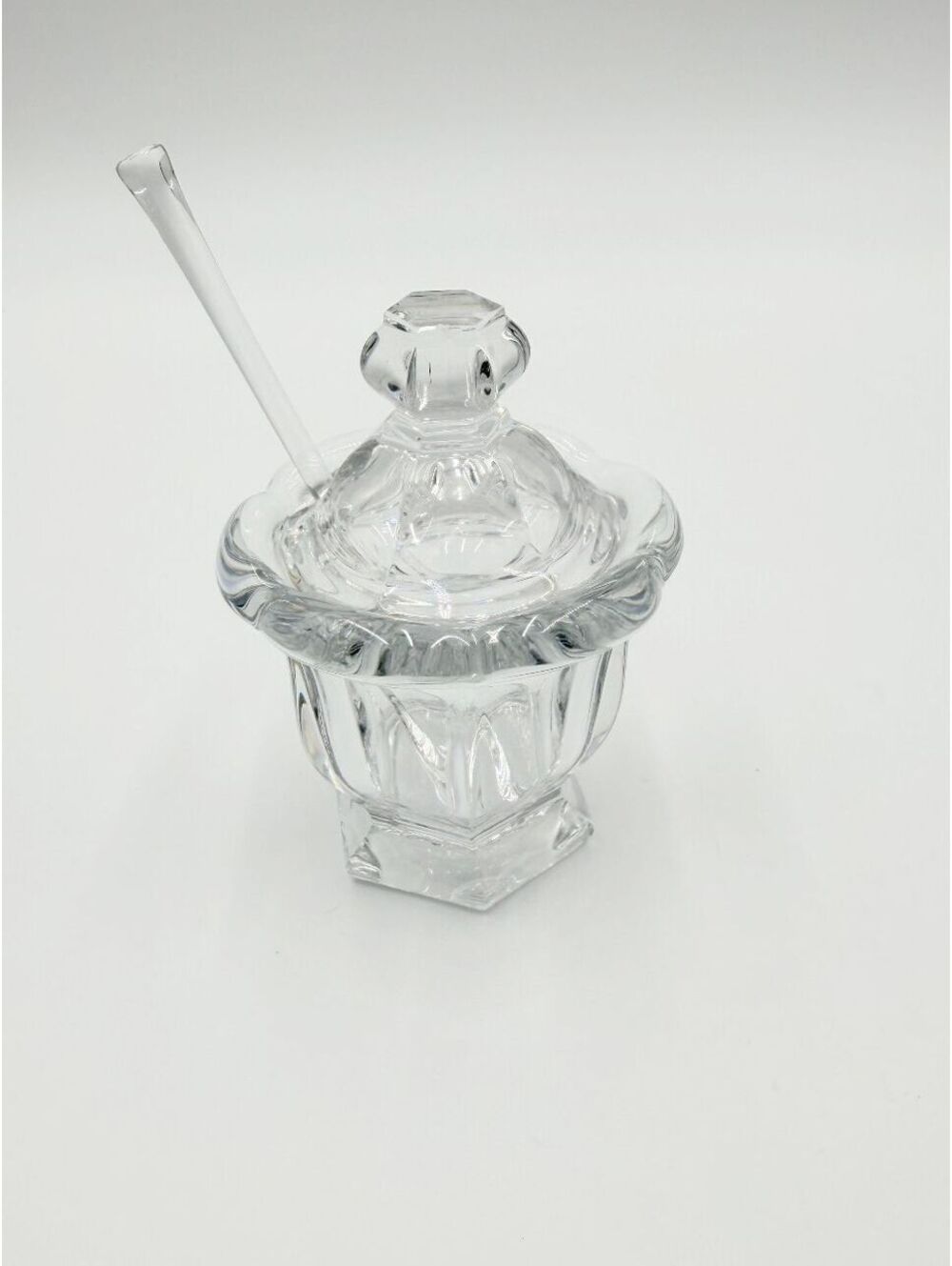 Pair of Baccarat Crystal Harcourt Missouri Jam Jars Lidded with Spoons - Picture 2 of 9